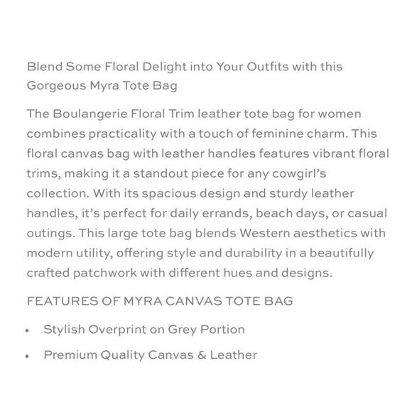 Myra Bag Boulangerie Upcycled Canvas Tote Leather Tan Gray Handbag Western Boho - Picture 10 of 11